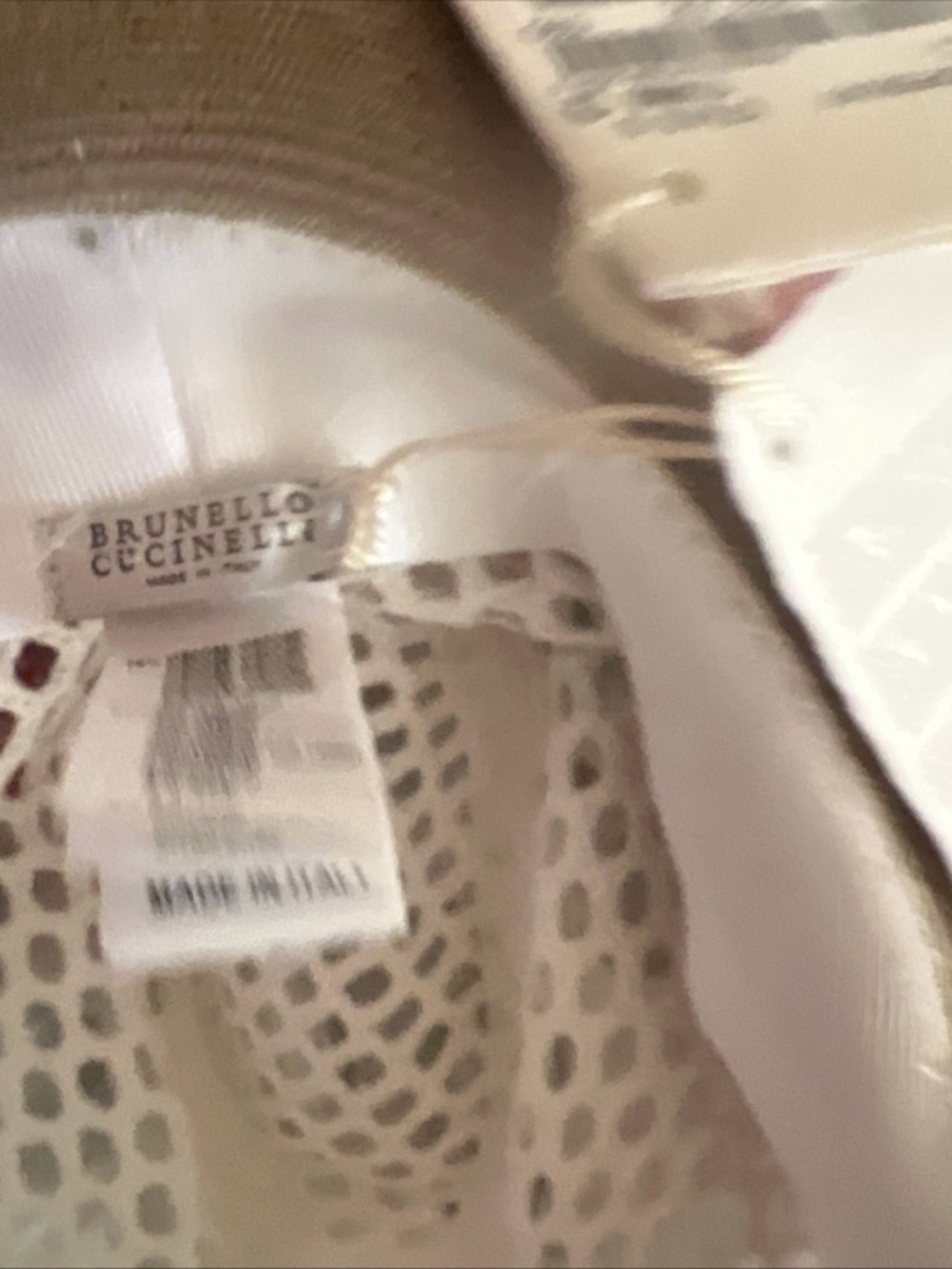 NWT Brunello Cucinelli Italy Size S Bead Monili Silver Hat white beige - Picture 11 of 11